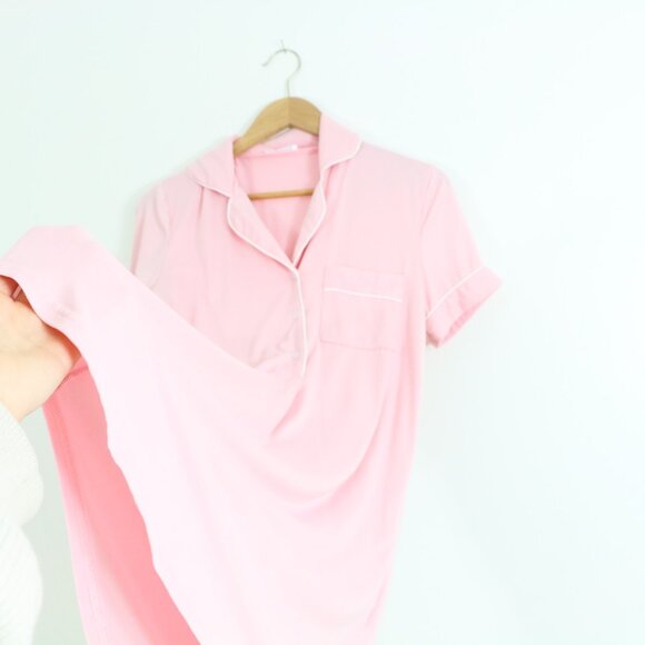 *Ekouaer Light Pink Button Up Sleep Dress - Picture 5 of 7